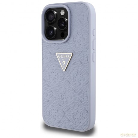 Guess nakładka Hardcase PU Grained Hot Stamp 4G Triangle Metal do iPhone 16 Pro 6,3"; Fioletowa