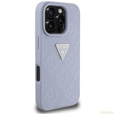 Guess nakładka Hardcase PU Grained Hot Stamp 4G Triangle Metal do iPhone 16 Pro 6,3"; Fioletowa