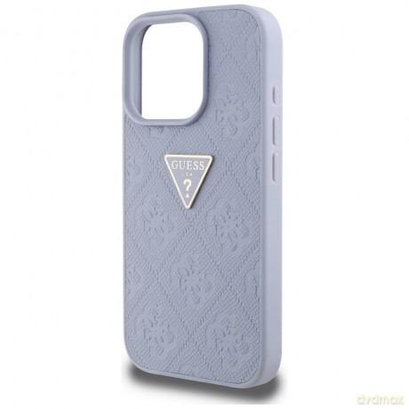 Guess nakładka Hardcase PU Grained Hot Stamp 4G Triangle Metal do iPhone 16 Pro 6,3"; Fioletowa