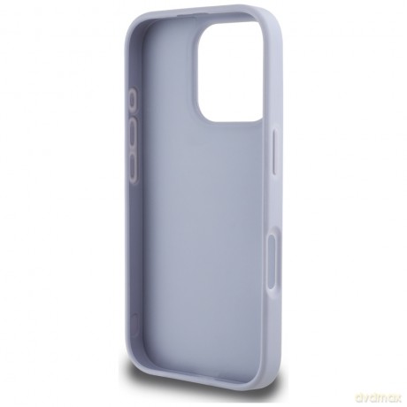 Guess nakładka Hardcase PU Grained Hot Stamp 4G Triangle Metal do iPhone 16 Pro 6,3"; Fioletowa