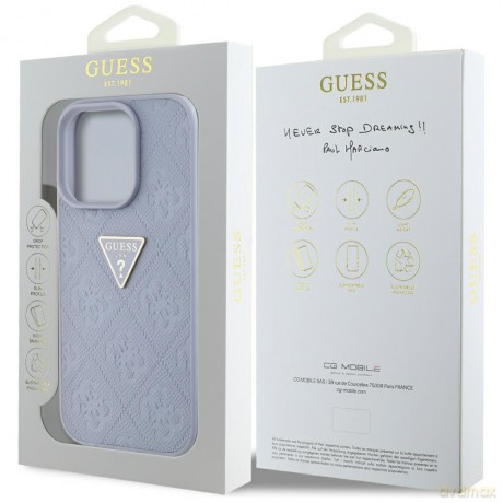 Guess nakładka Hardcase PU Grained Hot Stamp 4G Triangle Metal do iPhone 16 Pro 6,3"; Fioletowa