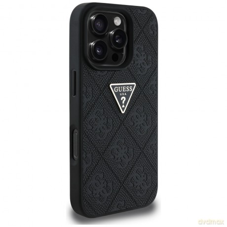 Guess nakładka Hardcase PU Grained Hot Stamp 4G Triangle Metal do iPhone 16 Pro Max 6,9"; Czarna