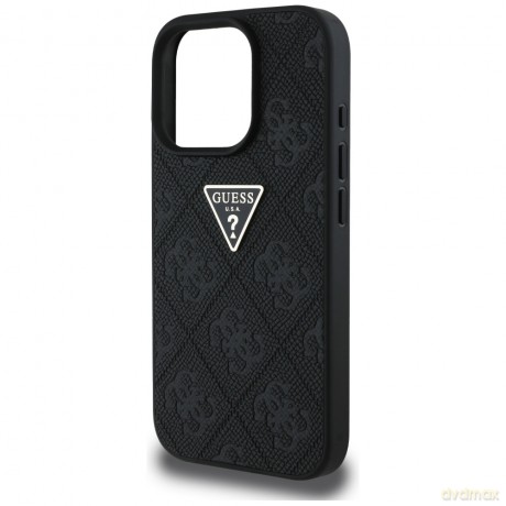 Guess nakładka Hardcase PU Grained Hot Stamp 4G Triangle Metal do iPhone 16 Pro Max 6,9"; Czarna