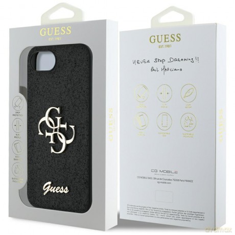 Guess Nakładka HC Fixed Glitter Big 4G do iPhone 16e Czarna