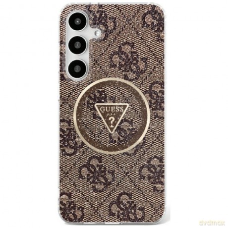 Guess nakładka HC Magnetic IML Metal Glitter 4G Circle Triangle do Samsung Galaxy S25 brązowa