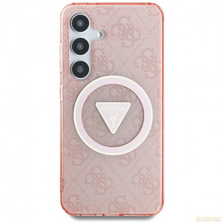 Guess nakładka HC Magnetic IML Metal Glitter 4G Circle Triangle do Samsung Galaxy S25 Ultra różowa