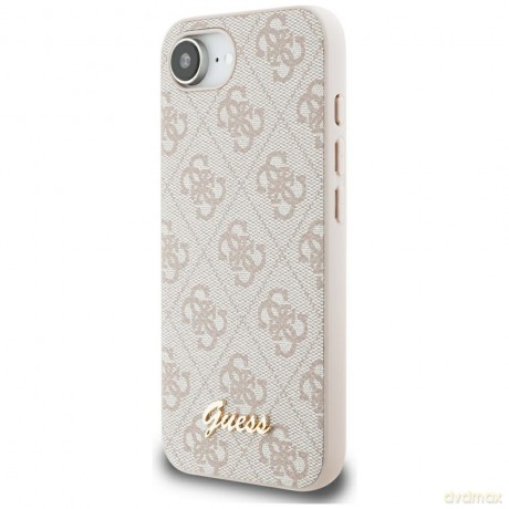 Guess Nakładka HC MagSafe 4G PU Script Logo do iPhone 16e Różowa