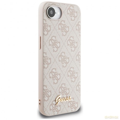 Guess Nakładka HC MagSafe 4G PU Script Logo do iPhone 16e Różowa