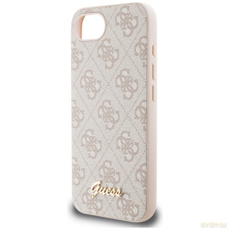Guess Nakładka HC MagSafe 4G PU Script Logo do iPhone 16e Różowa