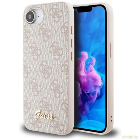 Guess Nakładka HC MagSafe 4G PU Script Logo do iPhone 16e Różowa