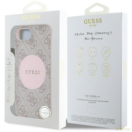 Guess Nakładka HC MagSafe PU 4G Circle with Classic Logo do iPhone 16e Różowa