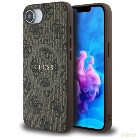 Guess Nakładka HC MagSafe PU 4G Ring Classic Logo do iPhone 16e Brązowa