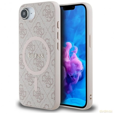 Guess Nakładka HC MagSafe PU 4G Ring Classic Logo do iPhone 16e Różowa