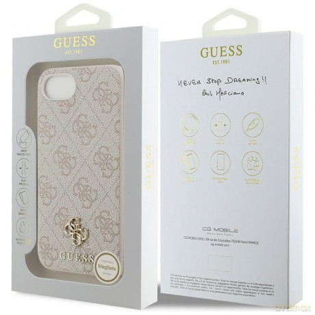 Guess Nakładka HC MagSafe PU 4G Small 4G and Classic do iPhone 16e Różowa