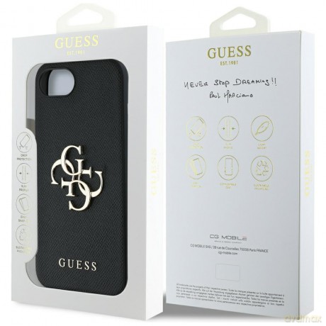 Guess Nakładka HC PU Grained Big 4G and Classic Logo do iPhone 16e Czarna