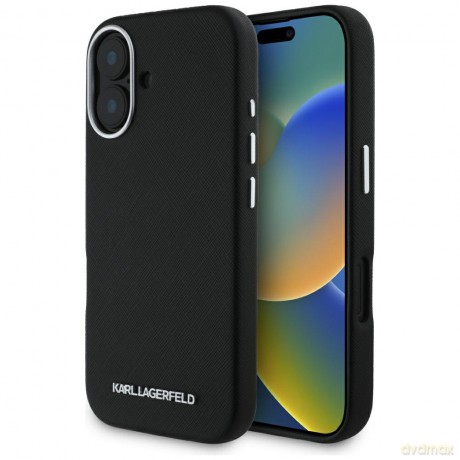 Karl Lagerfeld nakładka Hardcase MagSafe FW Saffiano Metal Logo do iPhone 16 6,1"; Czarna