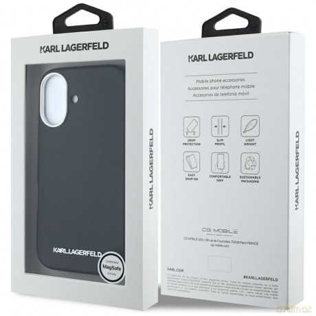 Karl Lagerfeld nakładka Hardcase MagSafe FW Saffiano Metal Logo do iPhone 16 6,1"; Czarna