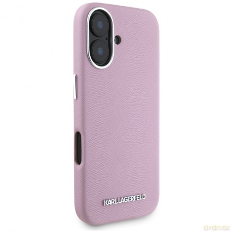Karl Lagerfeld nakładka Hardcase MagSafe FW Saffiano Metal Logo do iPhone 16 6,1"; Różowa