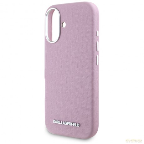 Karl Lagerfeld nakładka Hardcase MagSafe FW Saffiano Metal Logo do iPhone 16 6,1"; Różowa