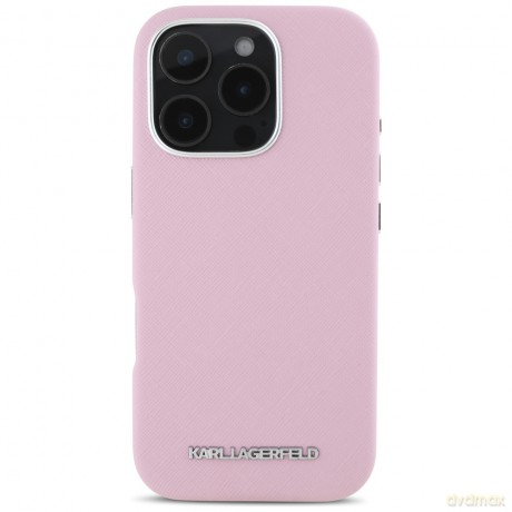Karl Lagerfeld nakładka Hardcase MagSafe FW Saffiano Metal Logo do iPhone 16 Pro 6,3"; Różowa