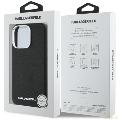 Karl Lagerfeld nakładka Hardcase MagSafe FW Saffiano Metal Logo do iPhone 16 Pro Max 6,9"; Czarna