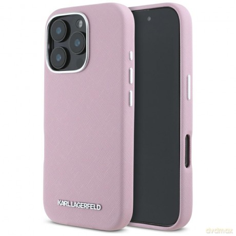 Karl Lagerfeld nakładka Hardcase MagSafe FW Saffiano Metal Logo do iPhone 16 Pro Max 6,9"; Różowa