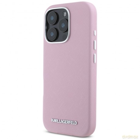 Karl Lagerfeld nakładka Hardcase MagSafe FW Saffiano Metal Logo do iPhone 16 Pro Max 6,9"; Różowa