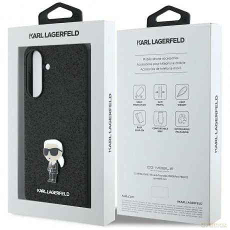Karl Lagerfeld Nakładka HC Ikonik Fixed Glitter Ikonik Logo Metal Pin do Samsung Galaxy A56 Czarna