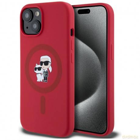 Karl Lagerfeld Nakładka HC MagSafe Silicone KC Body Ring do iPhone 15 Czerwona