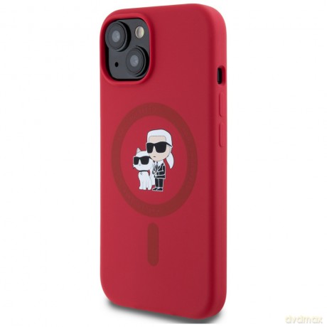 Karl Lagerfeld Nakładka HC MagSafe Silicone KC Body Ring do iPhone 15 Czerwona