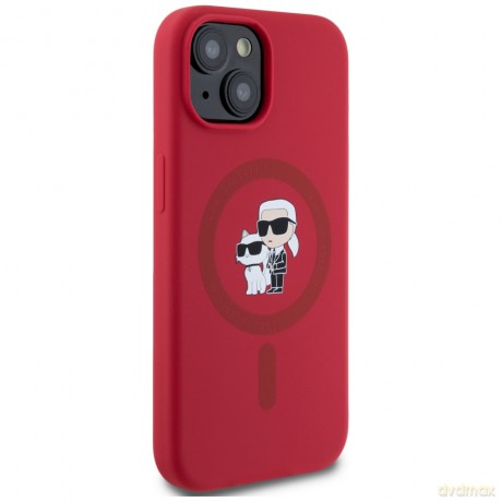 Karl Lagerfeld Nakładka HC MagSafe Silicone KC Body Ring do iPhone 15 Czerwona