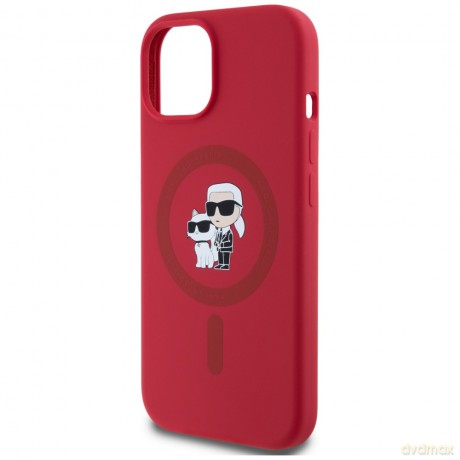 Karl Lagerfeld Nakładka HC MagSafe Silicone KC Body Ring do iPhone 15 Czerwona