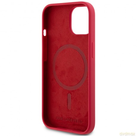 Karl Lagerfeld Nakładka HC MagSafe Silicone KC Body Ring do iPhone 15 Czerwona