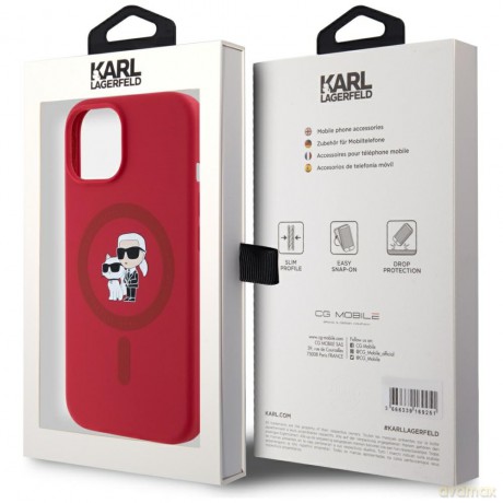 Karl Lagerfeld Nakładka HC MagSafe Silicone KC Body Ring do iPhone 15 Czerwona