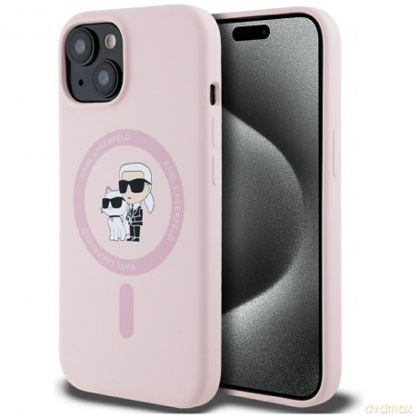 Karl Lagerfeld Nakładka HC MagSafe Silicone KC Body Ring do iPhone 15 Plus Różowa