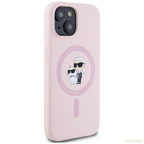 Karl Lagerfeld Nakładka HC MagSafe Silicone KC Body Ring do iPhone 15 Różowa
