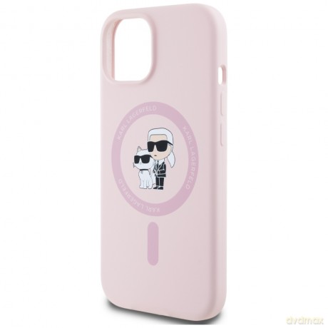 Karl Lagerfeld Nakładka HC MagSafe Silicone KC Body Ring do iPhone 15 Różowa