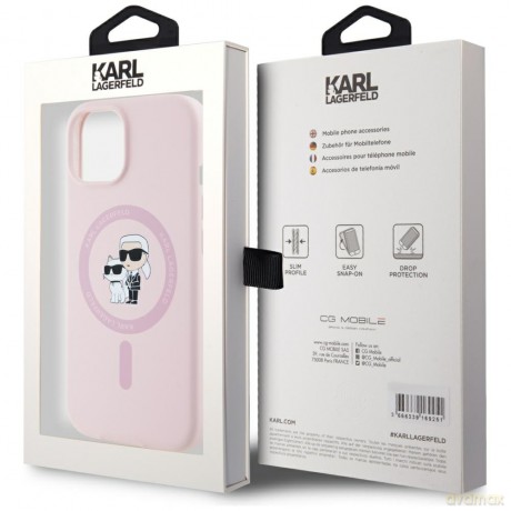 Karl Lagerfeld Nakładka HC MagSafe Silicone KC Body Ring do iPhone 15 Różowa