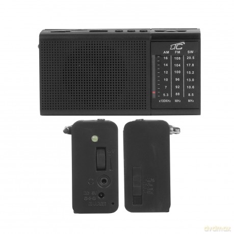 LTC przenośne radio REGA, USB, TF, AUX, mini latarka LED, czarne