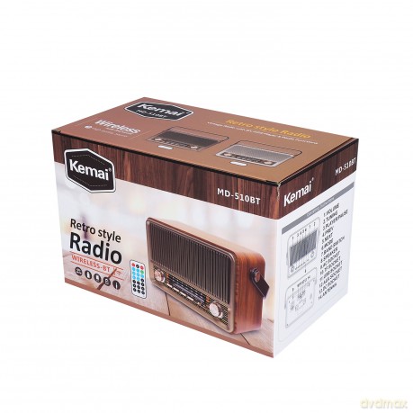 LTC przenośne radio retro RABA, pilot, Bluetooth, FM, USB, SD, AUX, brązowe