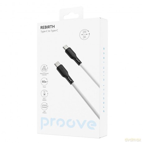 Proove kabel Rebirth USB-C - USB-C 1m 60W biały