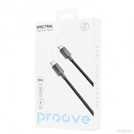 Proove kabel Spectral USB-C - USB-C 1m 3A szary