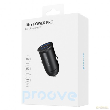 Proove ładowarka samochodowa Tiny Power Pro 65W USB-C + USB-A czarna