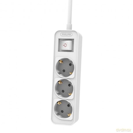 Przedłużacz sieciowy PHILIPS listwa zasilająca 3 gniazda Schuko 1,5m 10A biała