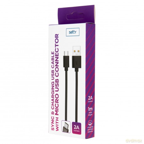 Setty kabel USB - microUSB 1,0 m 2A czarny R