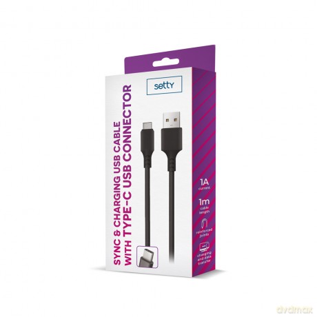 Setty kabel USB - USB-C 1,0 m 2A czarny NEW