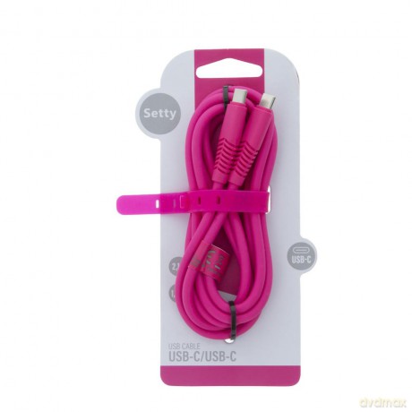 Setty kabel USB-C - USB-C 1,5m 2,1A KSC-C-1.526 różowy