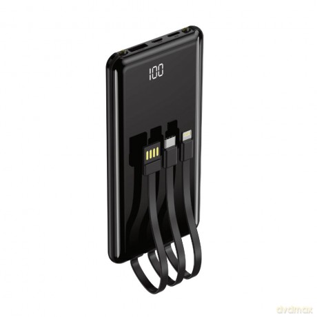 Setty power bank 10000 mAh z kablami PB-WK-101 czarny