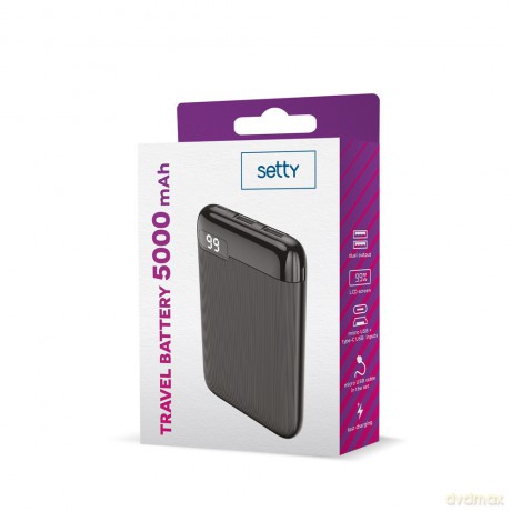 Setty power bank 5000 mAh SPBL-05 czarny LCD