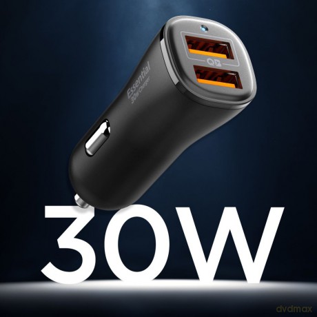 Spigen Ładowarka samochodowa Essential EV302 2-Port 30W Czarna